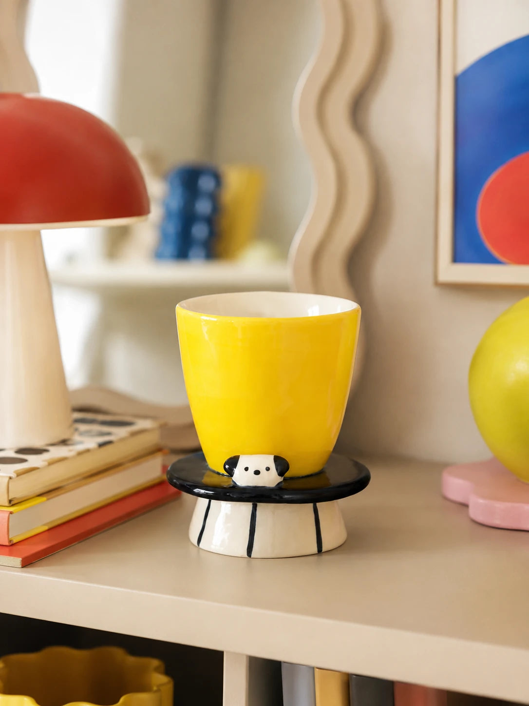 Peeking Puppy Ceramic Goblet
