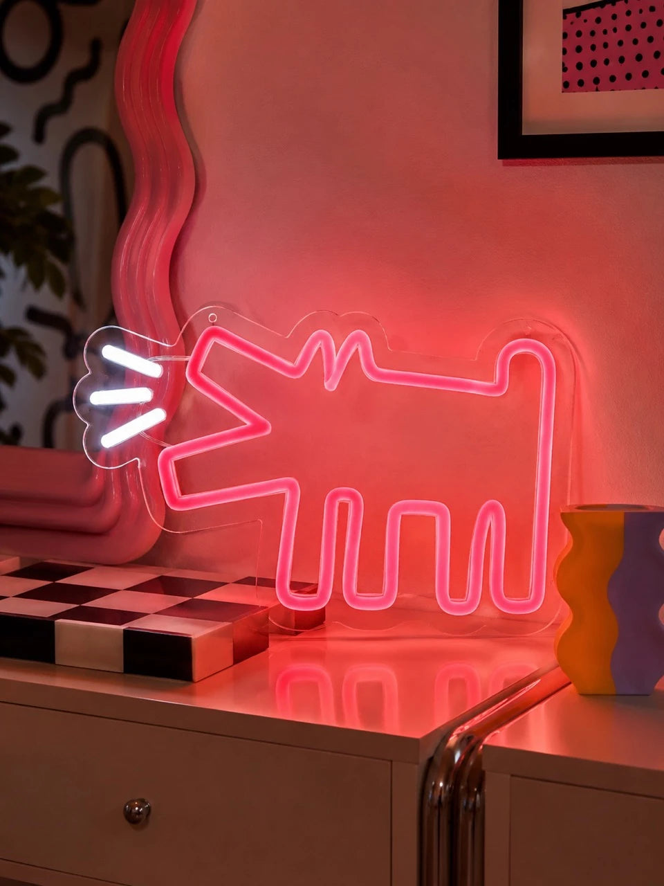 Barking Dog LED Neon Sign: Red Pop Art Wall Light