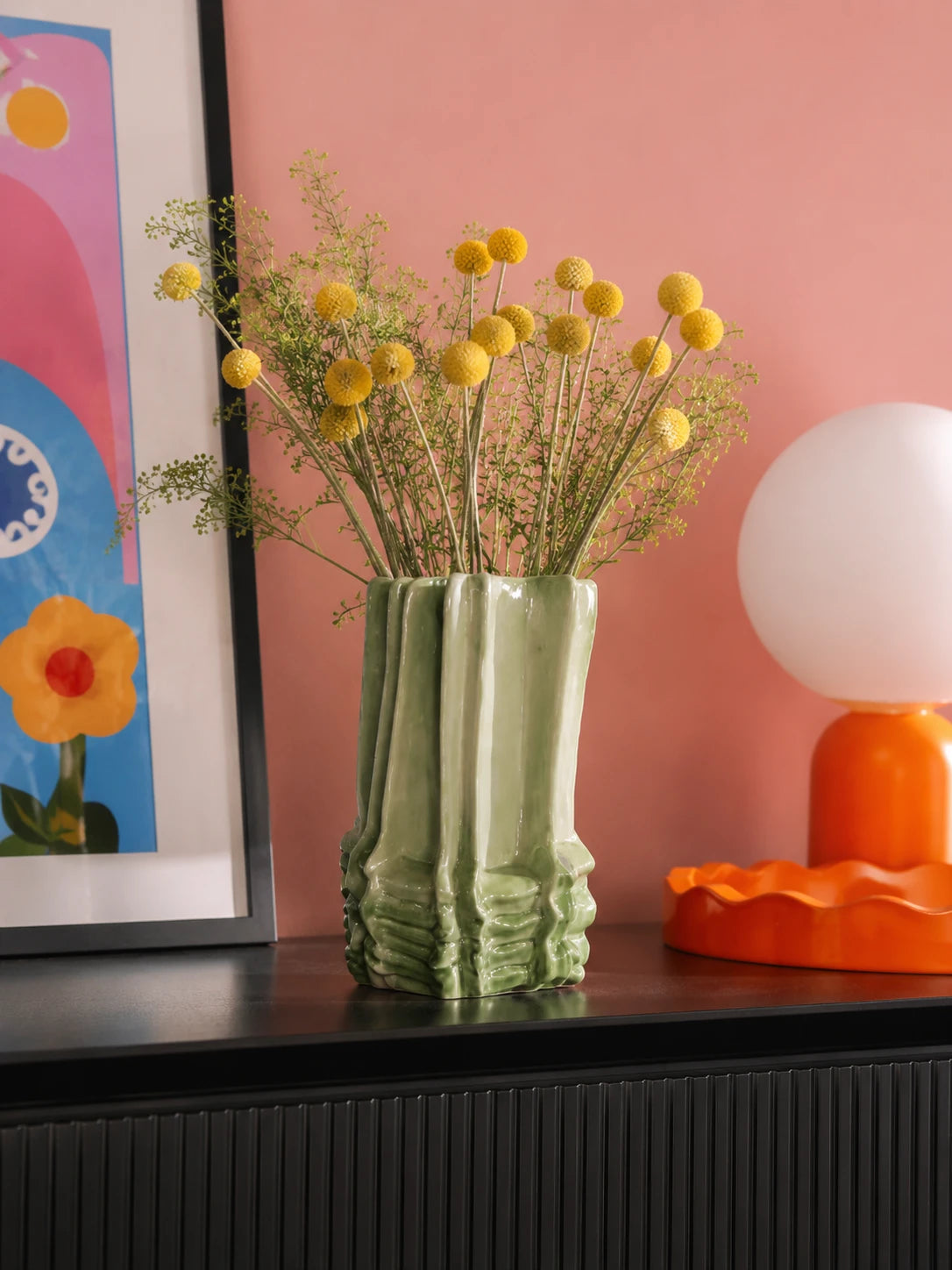 Amber Glass Geometric Ring Vase — Dopamine Decor Sculptural Statement