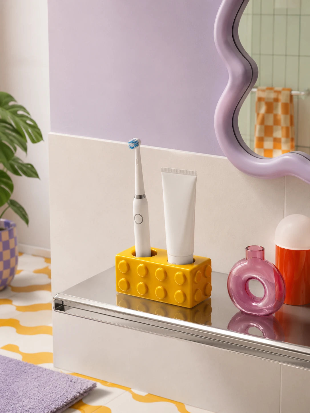 Building Block Ceramic Toothbrush Holder