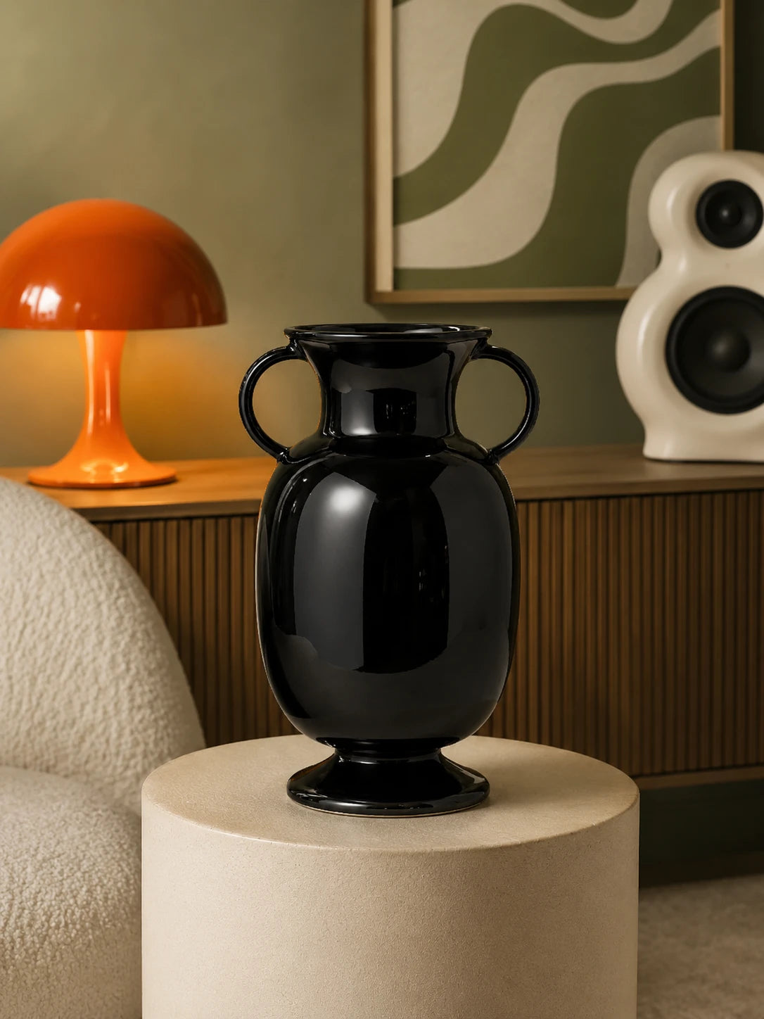 Modern Glazed Ceramic Vase: Sculptural High-Gloss Accent Piece