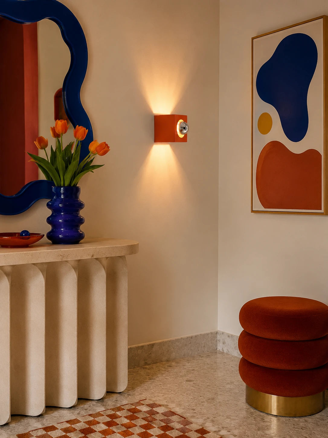 Memphis Geometric Wall Sconce: Retro Pull-Chain Lighting