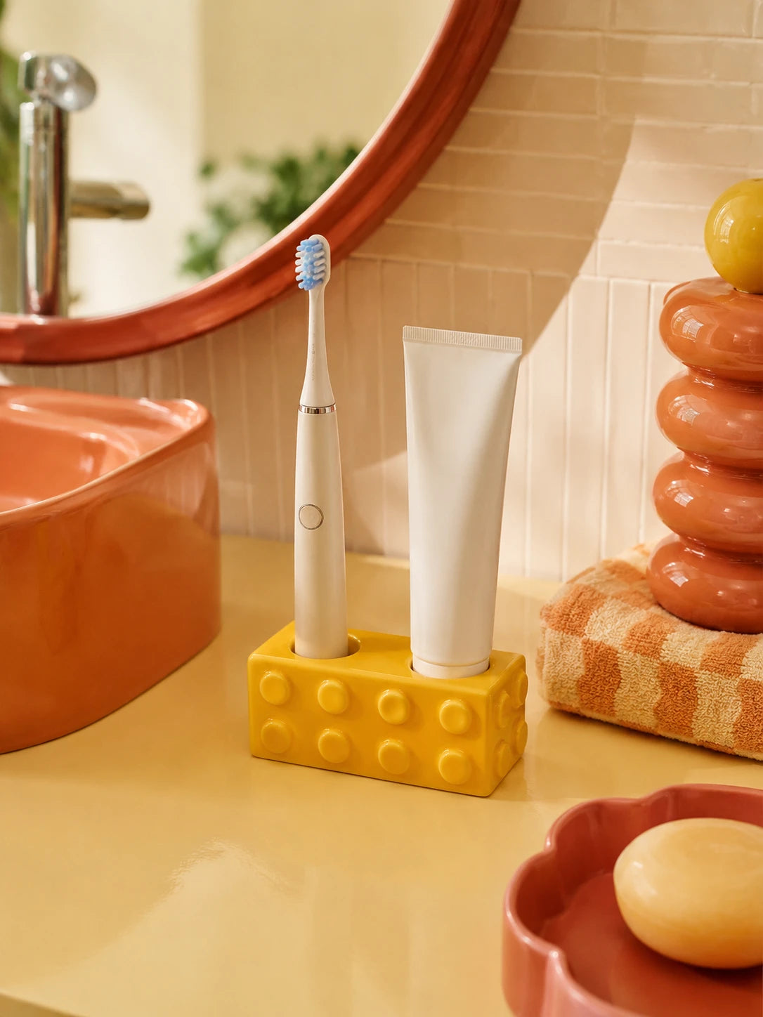 Building Block Ceramic Toothbrush Holder