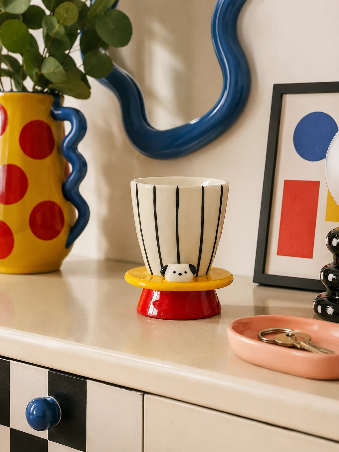 Peeking Puppy Ceramic Goblet