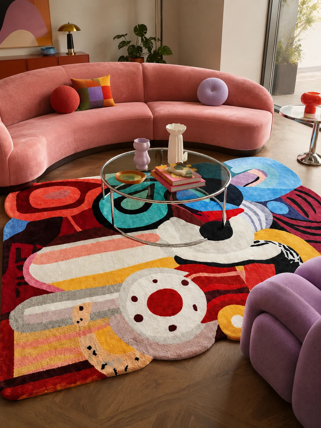 Abstract Plush Area Rug for Contemporary Spaces