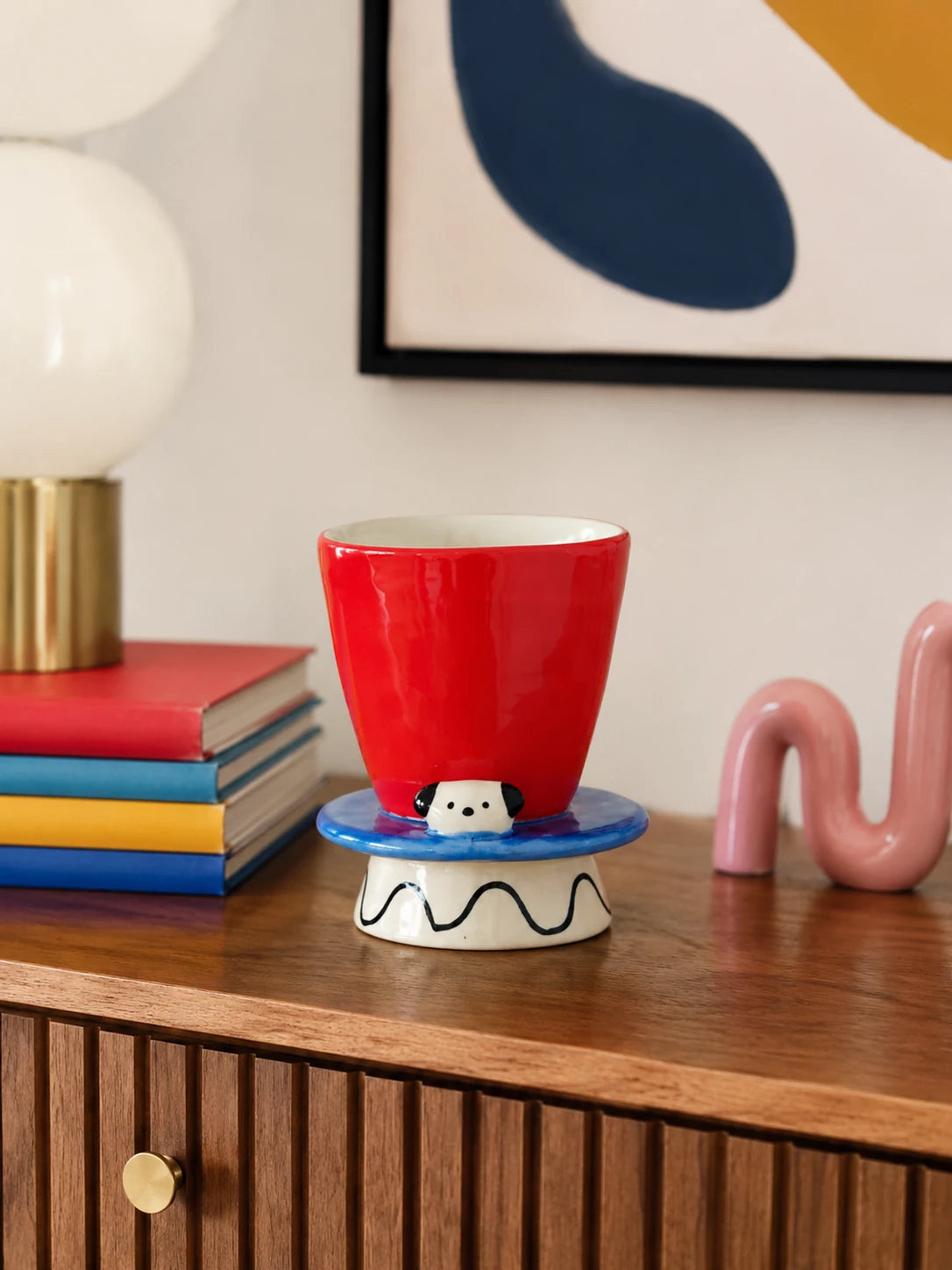 Peeking Puppy Ceramic Goblet