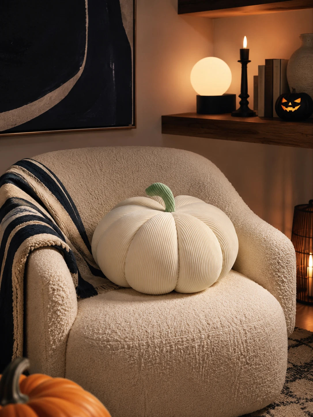 Nordic Pumpkin Plush Throw Pillow