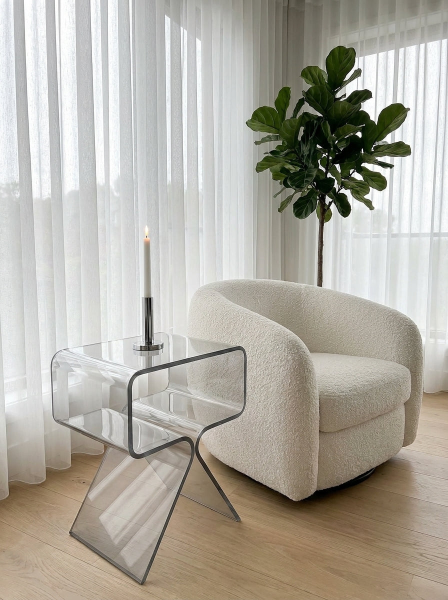 Acrylic Bedside Table – Seamless Translucent Storage Cubby