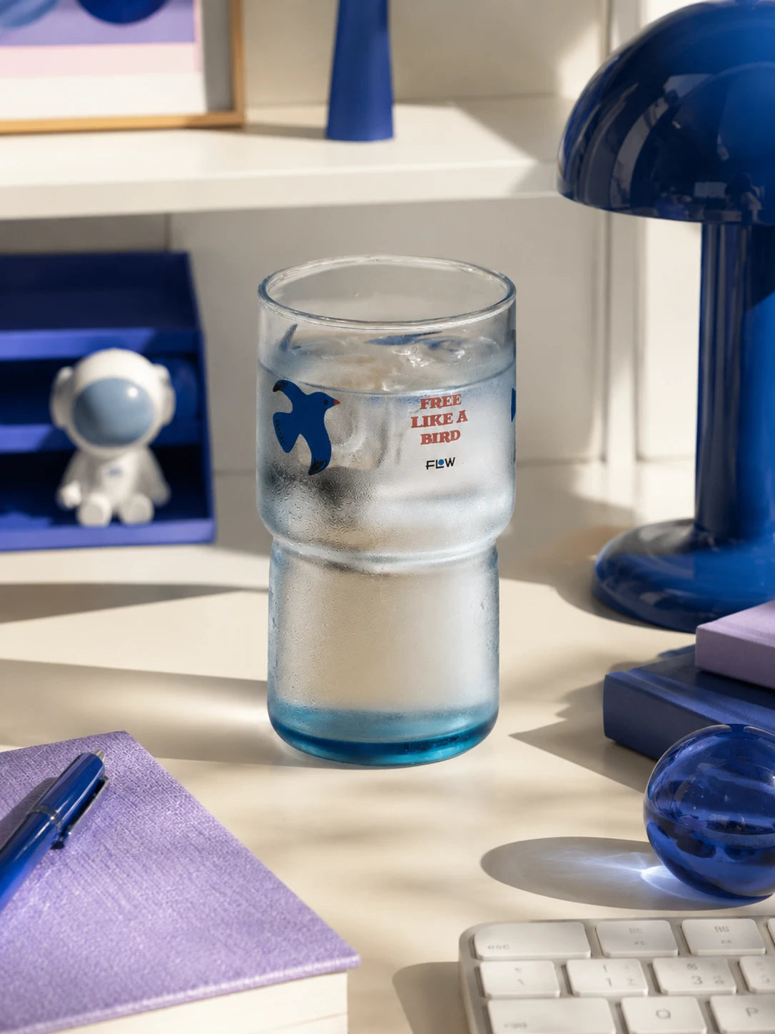 Blue Bird Glass Tumbler