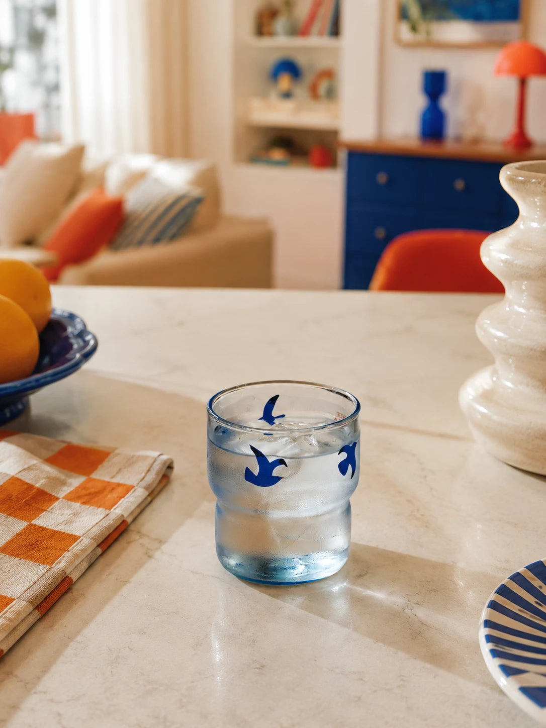 Blue Bird Glass Tumbler