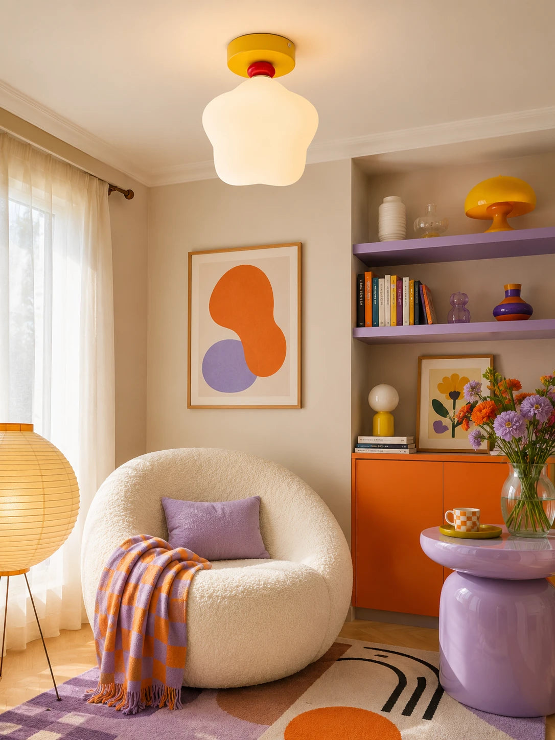 Fluted Glass Color-Block Ceiling Light