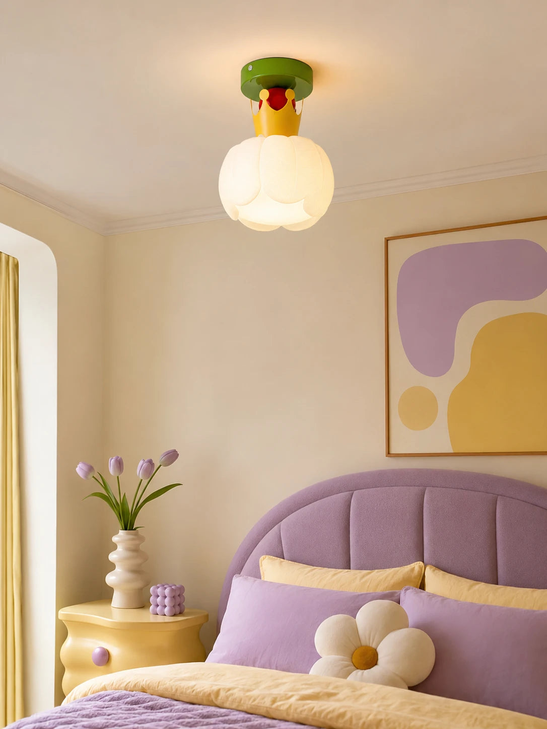 Fluted Glass Color-Block Ceiling Light