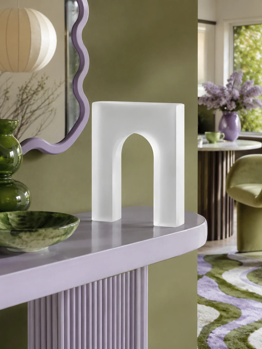 Colorful Geometric Crystal Arch Ornament — Dopamine Decor Sculptural Accent