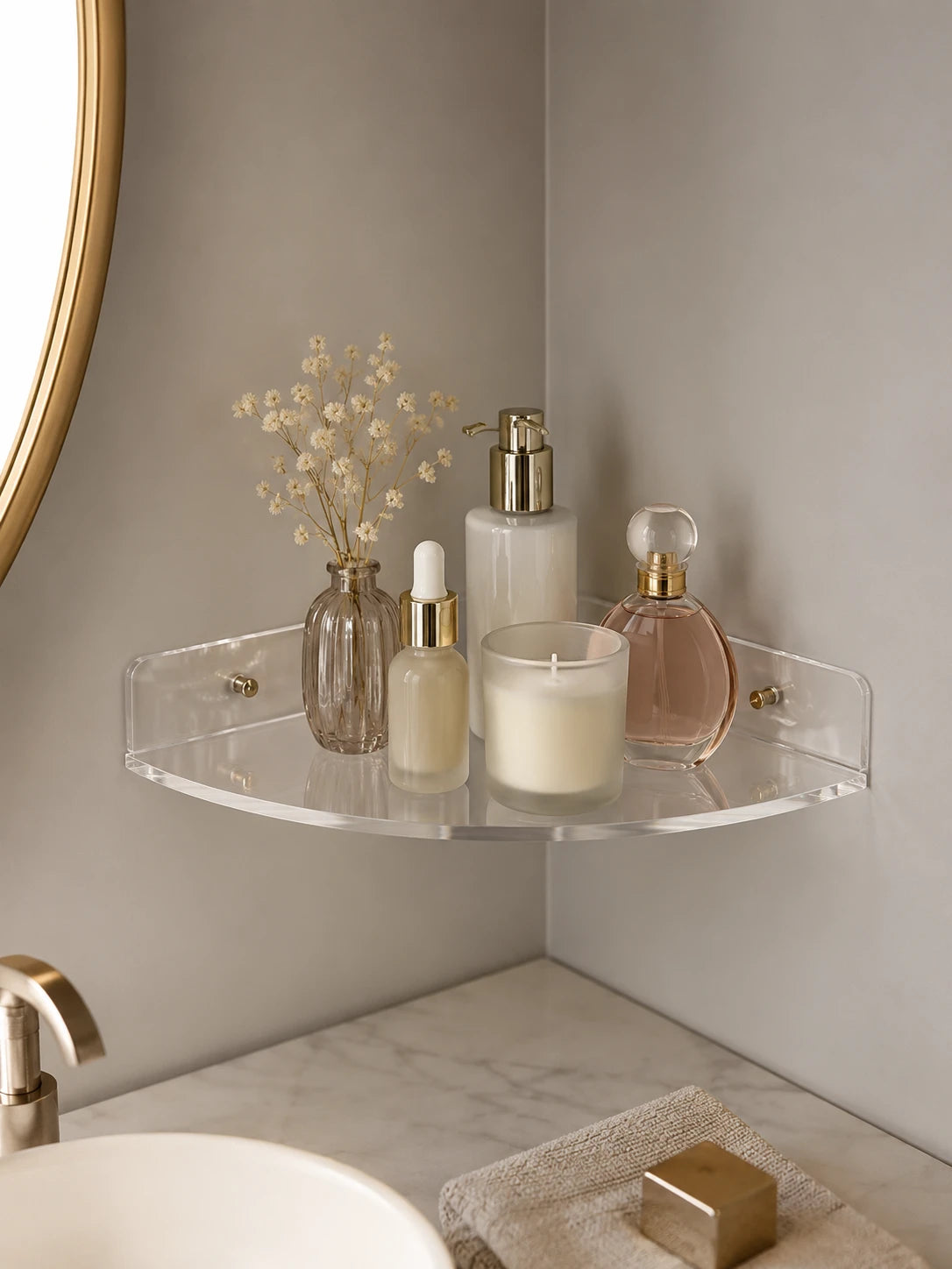 Acrylic Corner Shower Shelf – Space-Saving Bathroom Storage