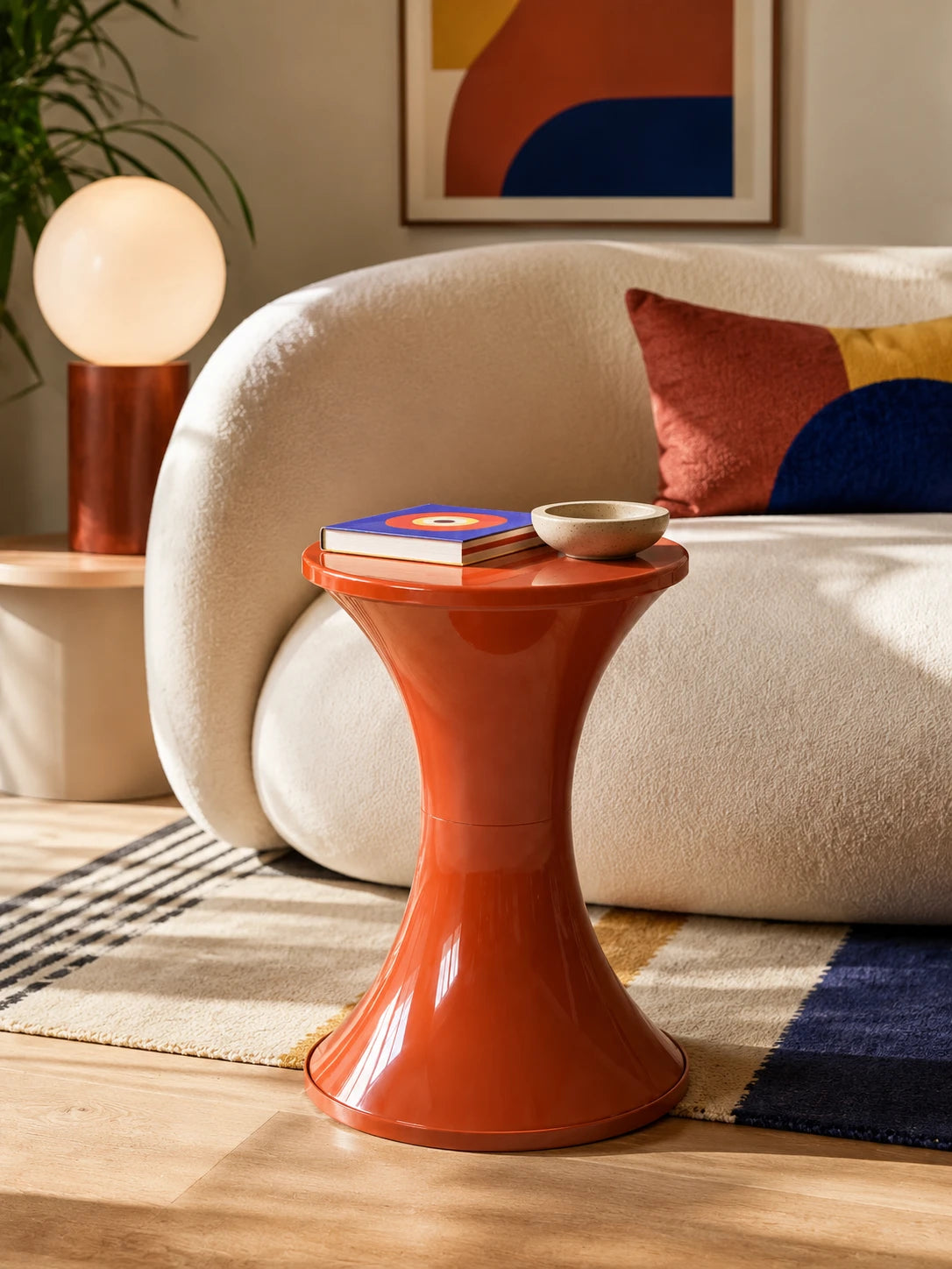 Hourglass Storage Stool — Sculptural Accent Furniture