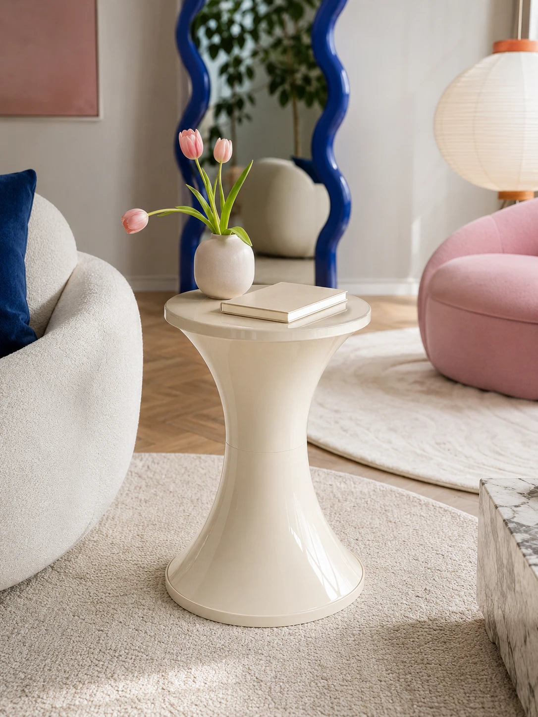 Hourglass Storage Stool — Sculptural Accent Furniture