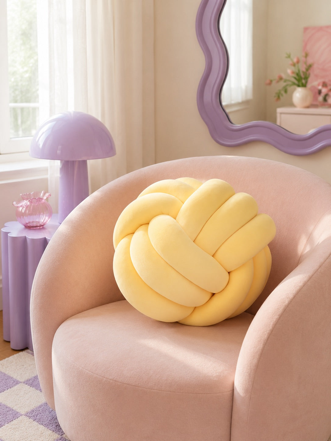 Knotted Ball Throw Pillow: Soft Sculptural Decor