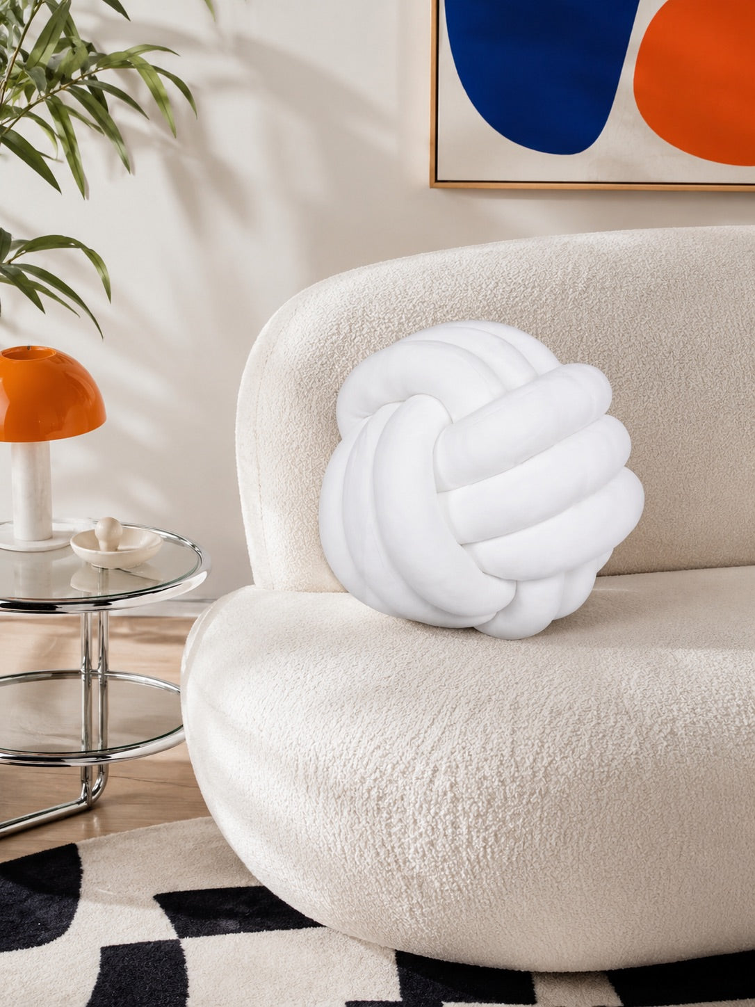 Knotted Ball Throw Pillow: Soft Sculptural Decor