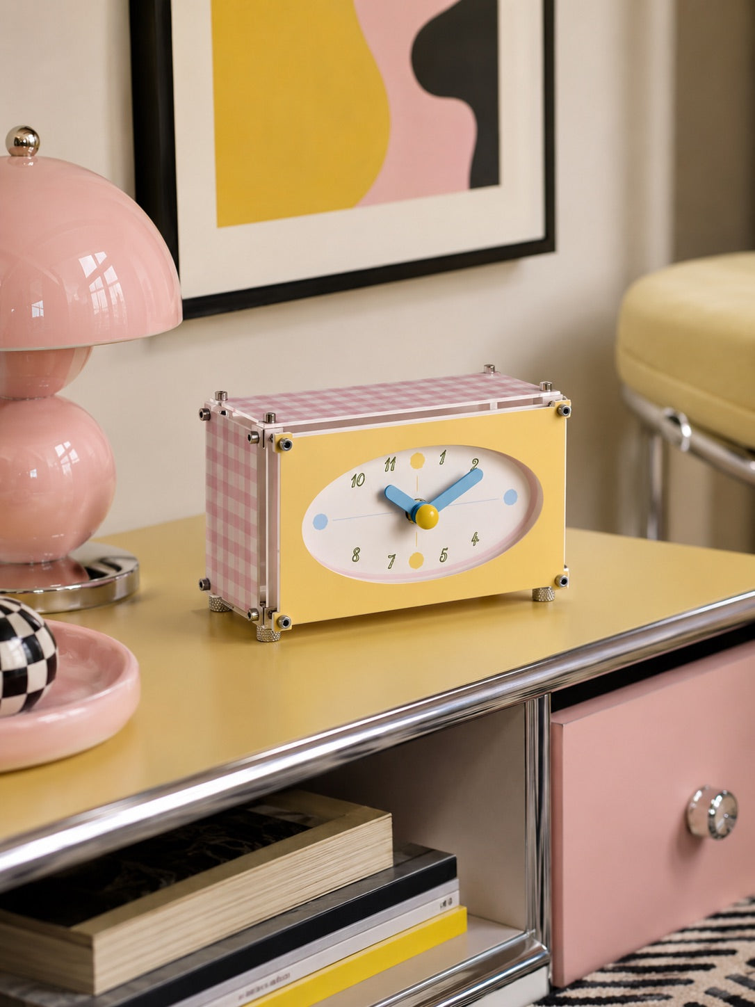 Eclectic Industrial Acrylic Desk Clock — Vibrant Color Series