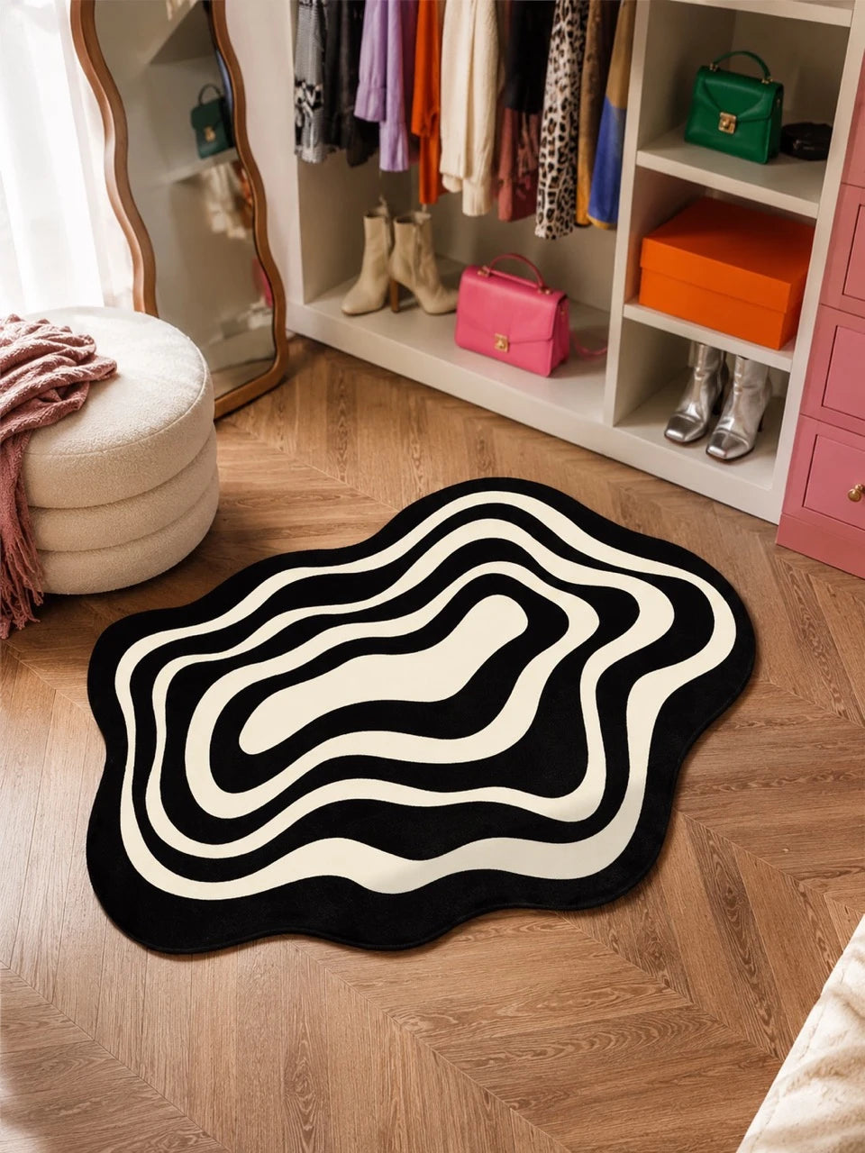 Wavy Ripple Illusion Mat + Dopamine Decor Bath Mat