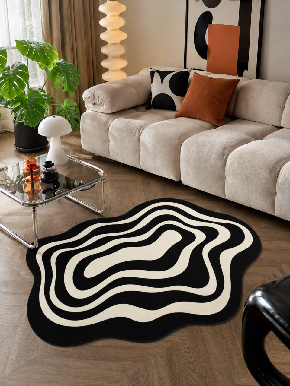 Wavy Ripple Floor Mat - Playful Optical Illusion Bath Rug — Retro Radius