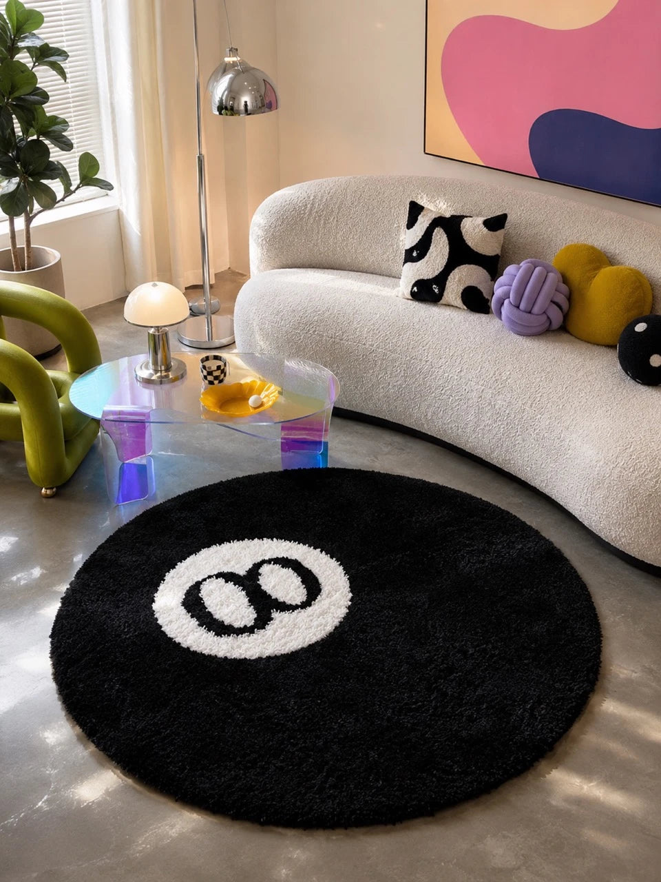 8 Ball Round Acrylic Rug