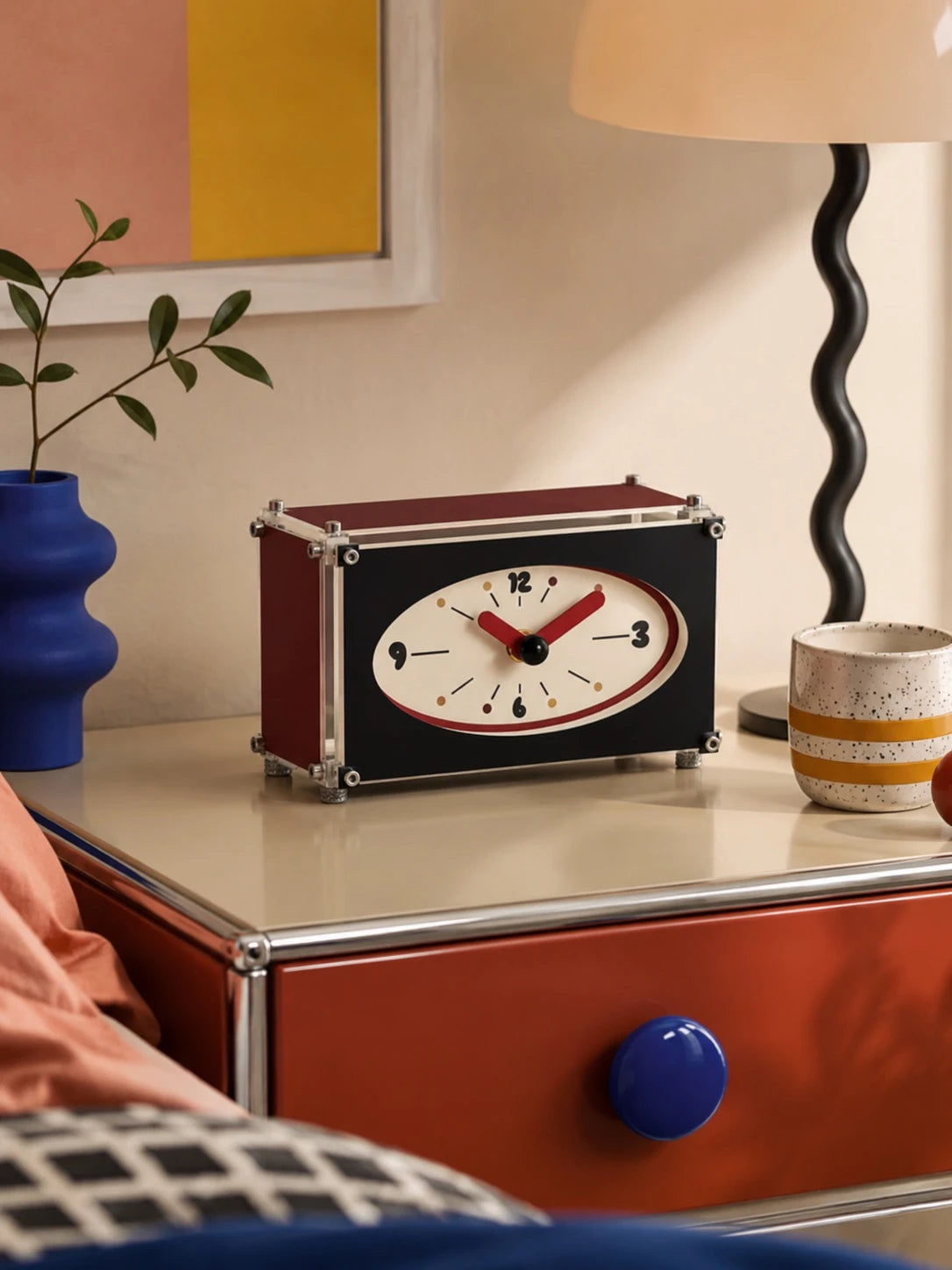 Eclectic Industrial Acrylic Desk Clock — Vibrant Color Series