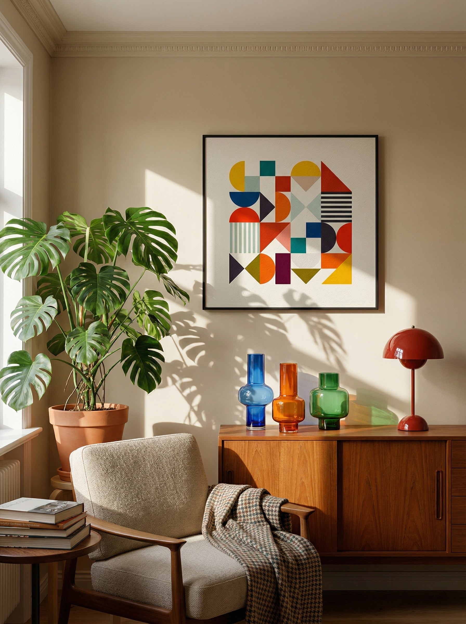 Geometric Abstract Canvas Mural – Unframed Modern Wall Art