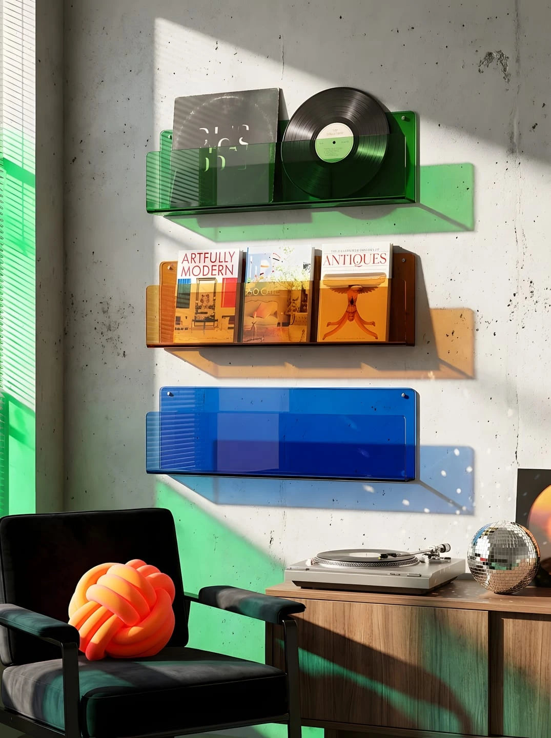 Tinted Acrylic Floating Wall Shelf — Dopamine Decor Display