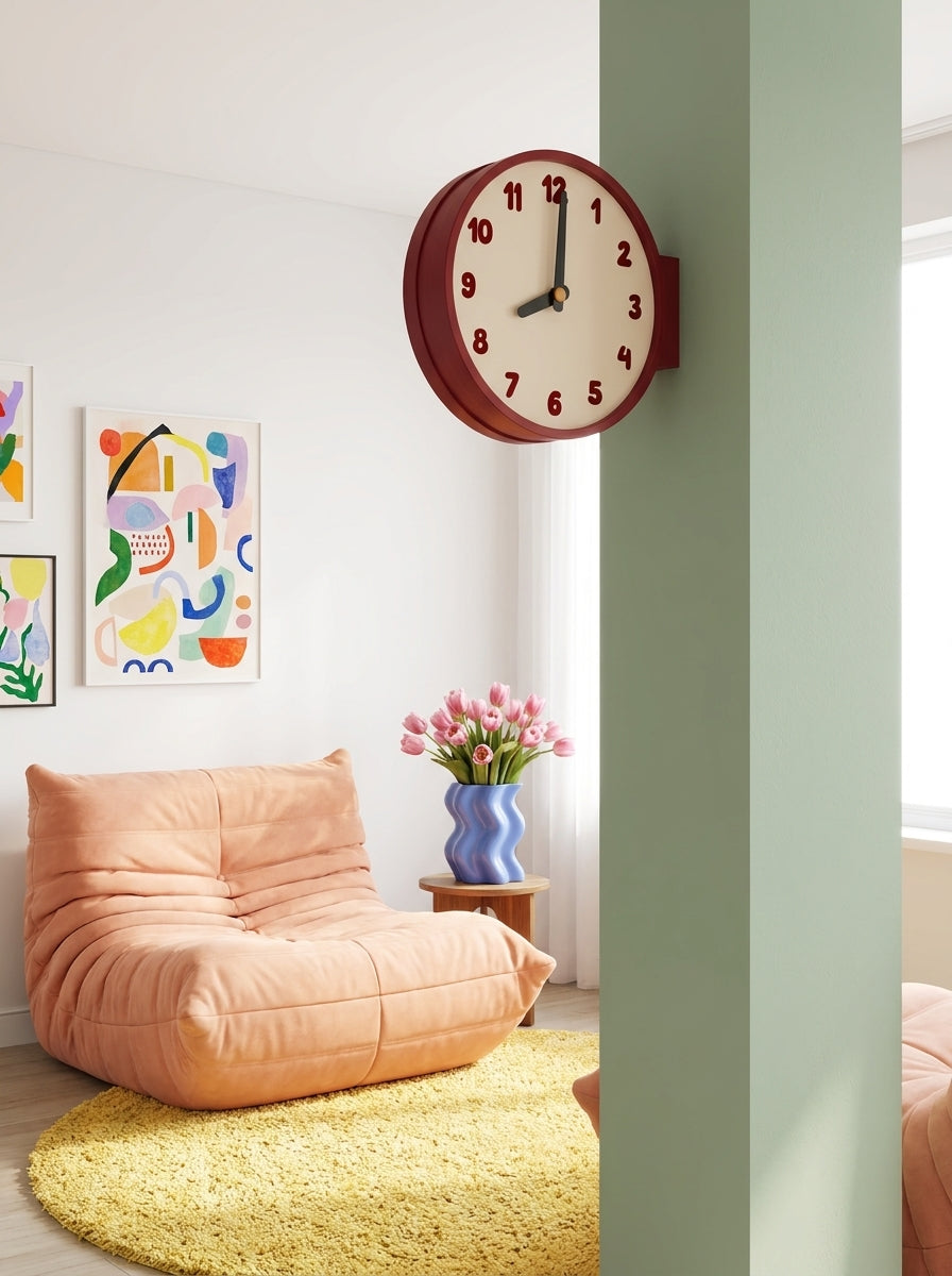 Creative Double-Sided Wall Clock – Corner-Mounted Acrylic Timepiece