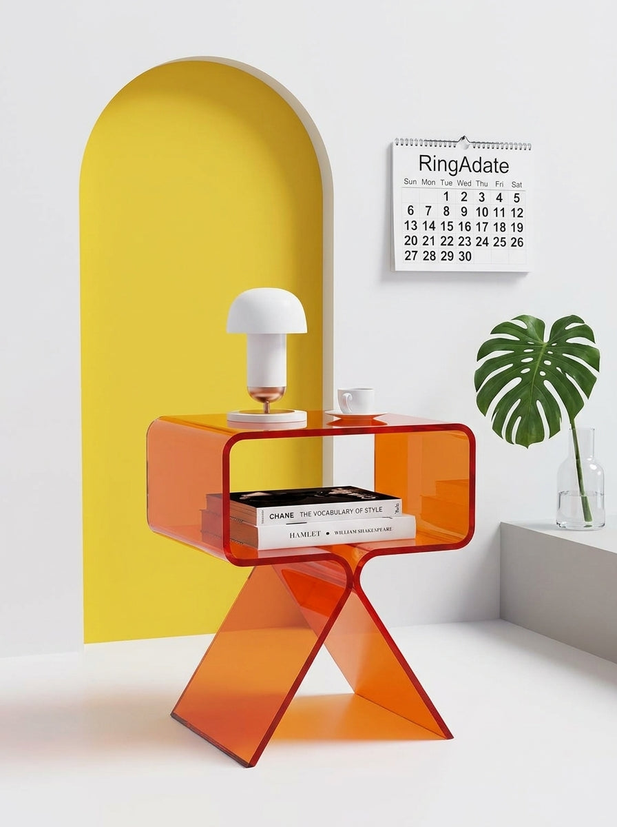 Acrylic Bedside Table – Seamless Translucent Storage Cubby