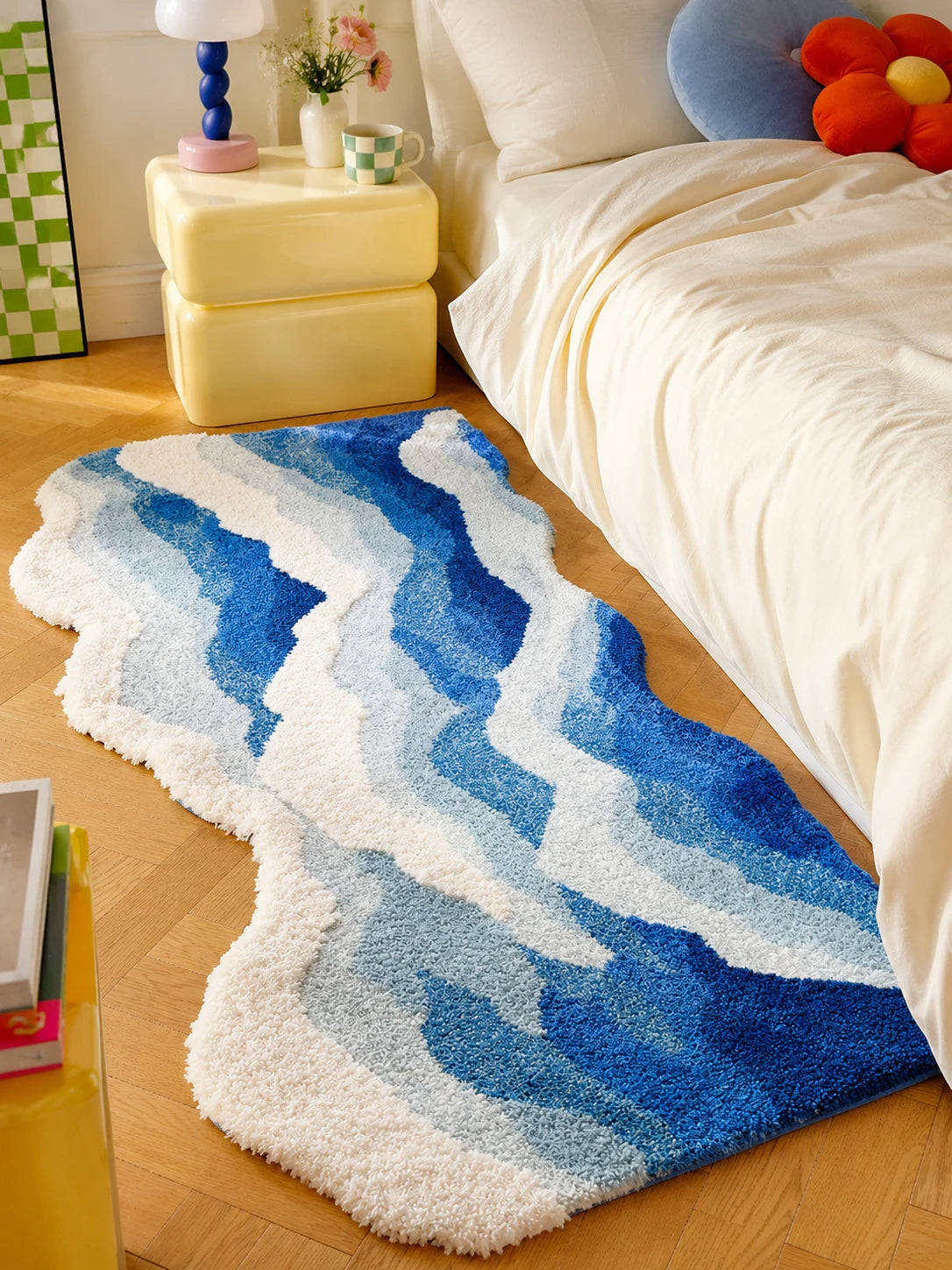 Ocean Wave Plush Bedside Rug