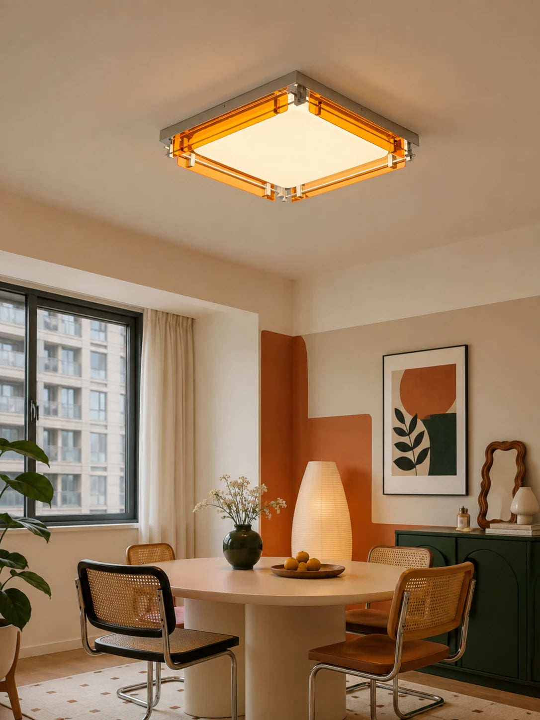 Amber Acrylic Flush Ceiling Light
