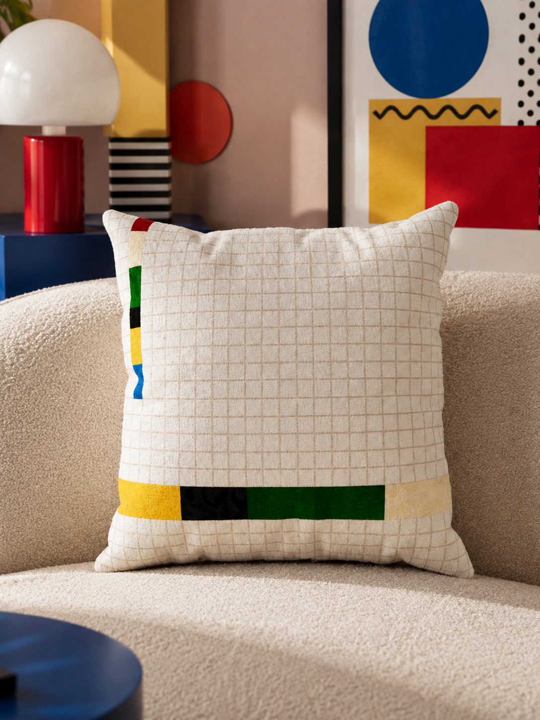 Color-Block Check Throw Pillow