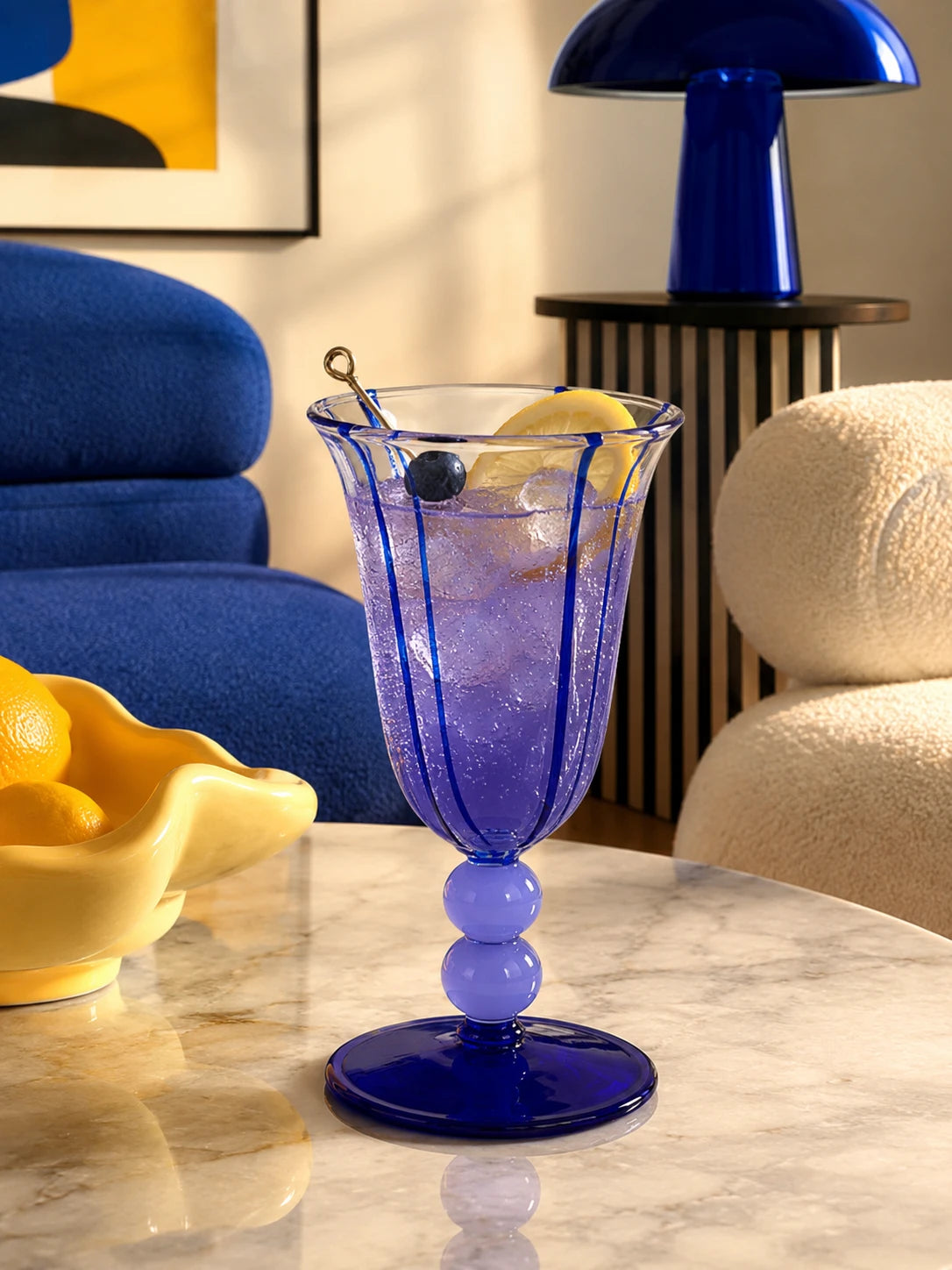 Retro Striped Glass Goblet