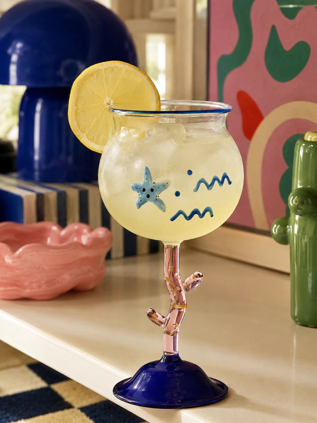 Coral Stem Cocktail Glass