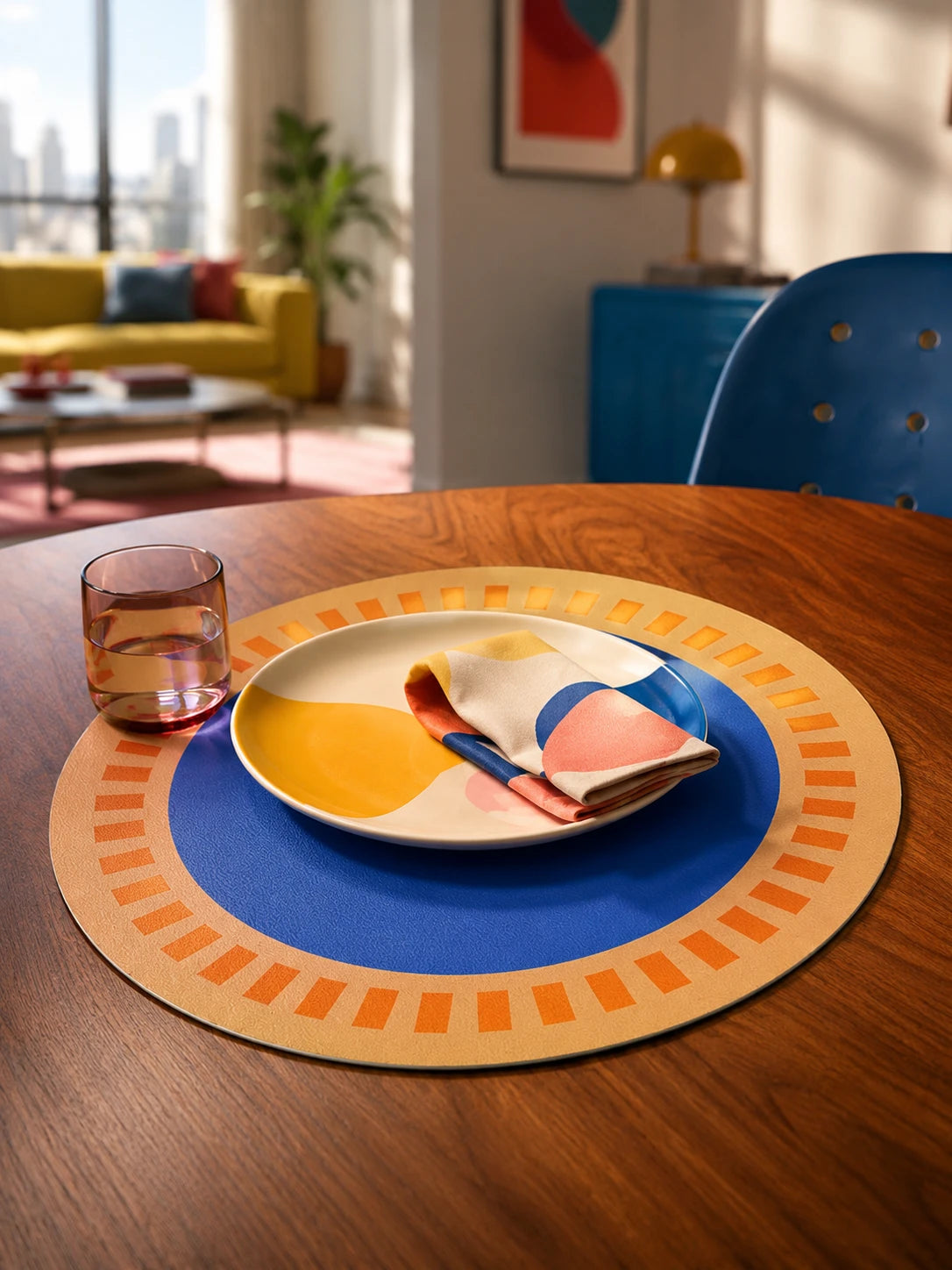 Sun-Dial Round Faux Leather Placemat