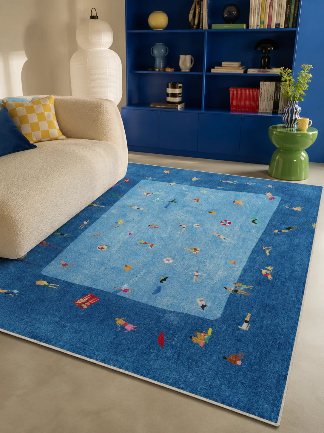 Summer Pool Scene Area Rug in fabric — Retro Radius product photo 7 of 8