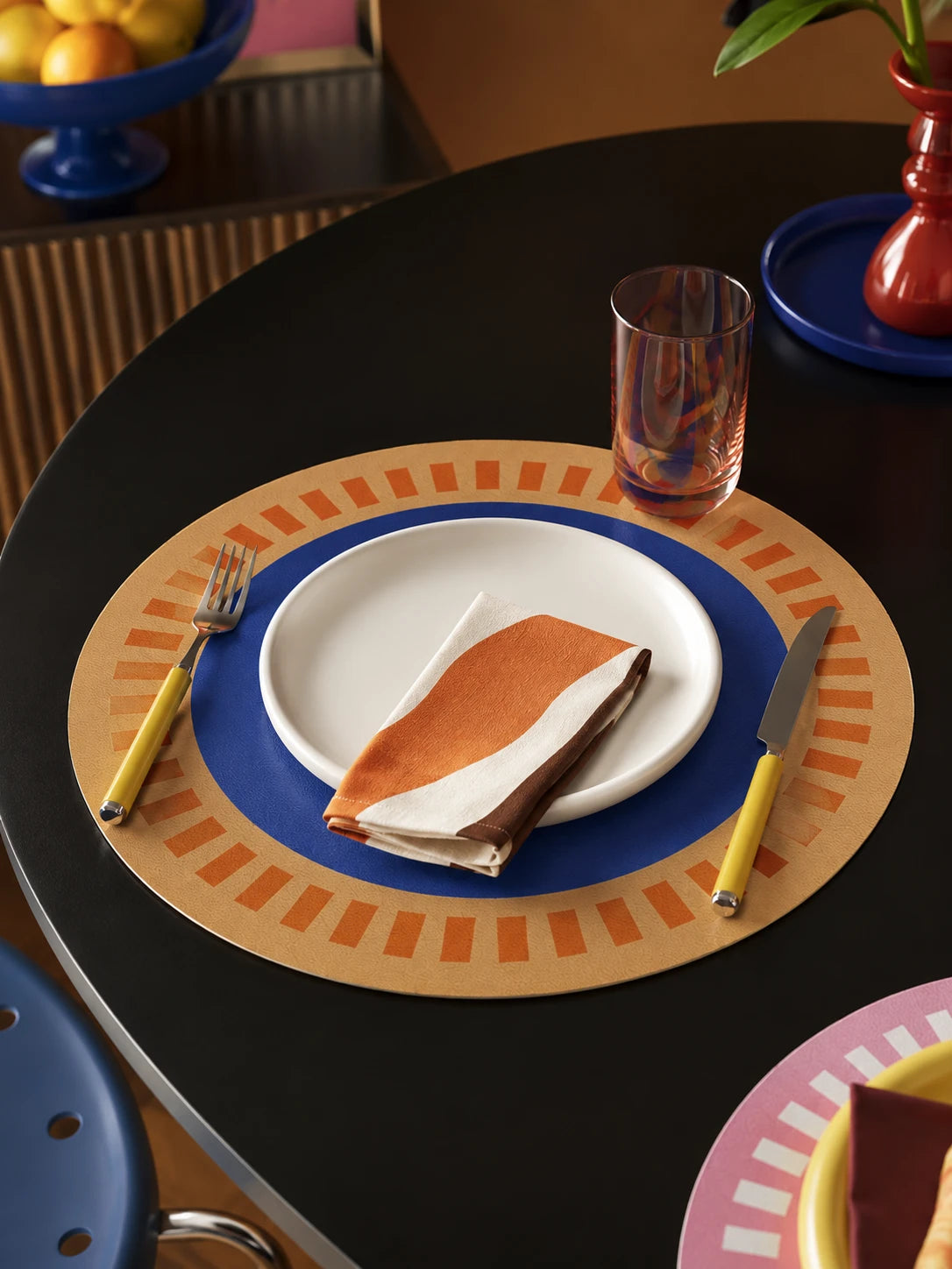 Sun-Dial Round Faux Leather Placemat