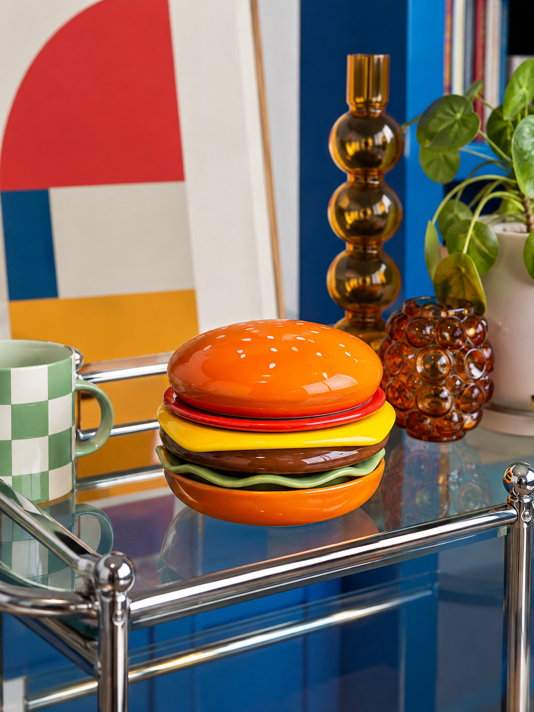 Ceramic Hamburger Stacking Plate Set