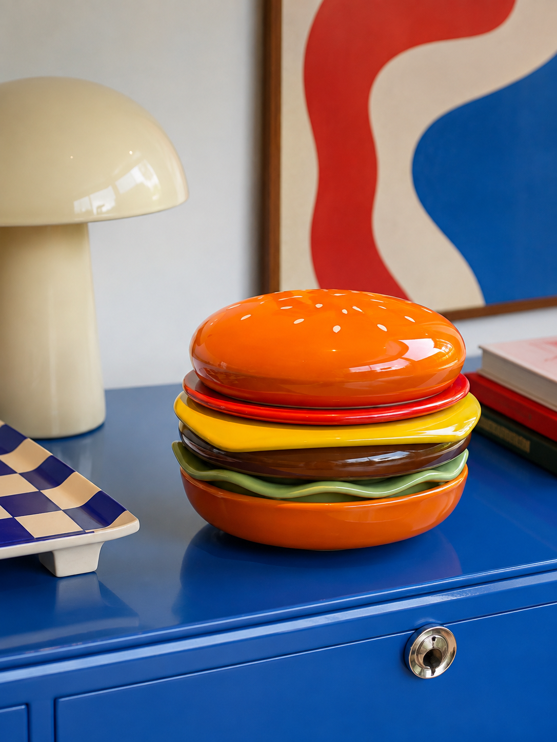 Ceramic Hamburger Stacking Plate Set