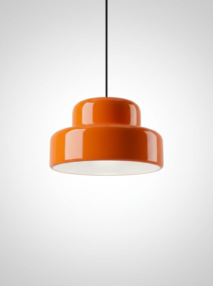 Nordic Minimalist Double-Layer Pendant Light – 35cm Orange Wrought Iron Hanging Lamp