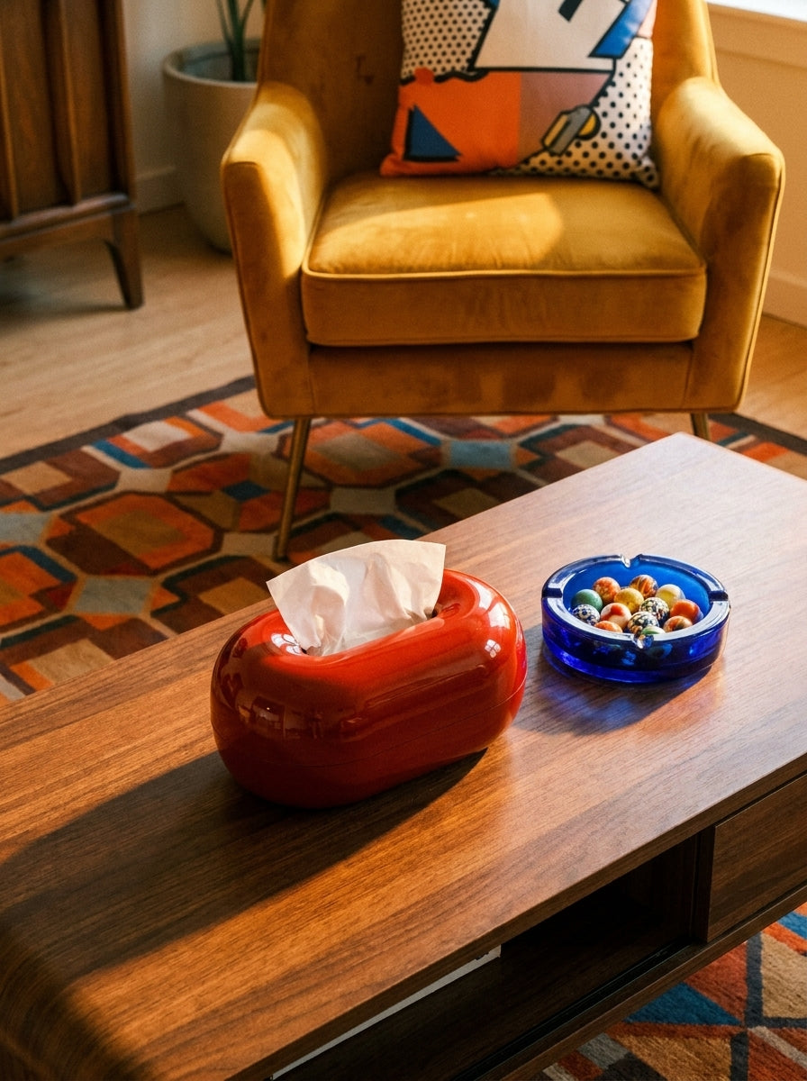 Glossy Red Sculptural Tissue Box – Modern Retro Decor