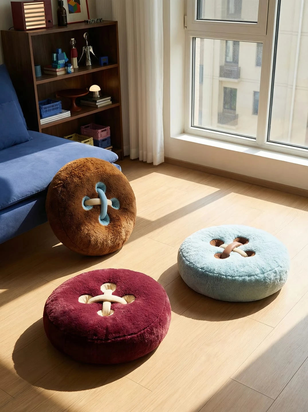 Button-Tufted Sculptural Cushion – Plush Sofa Accent Pillow