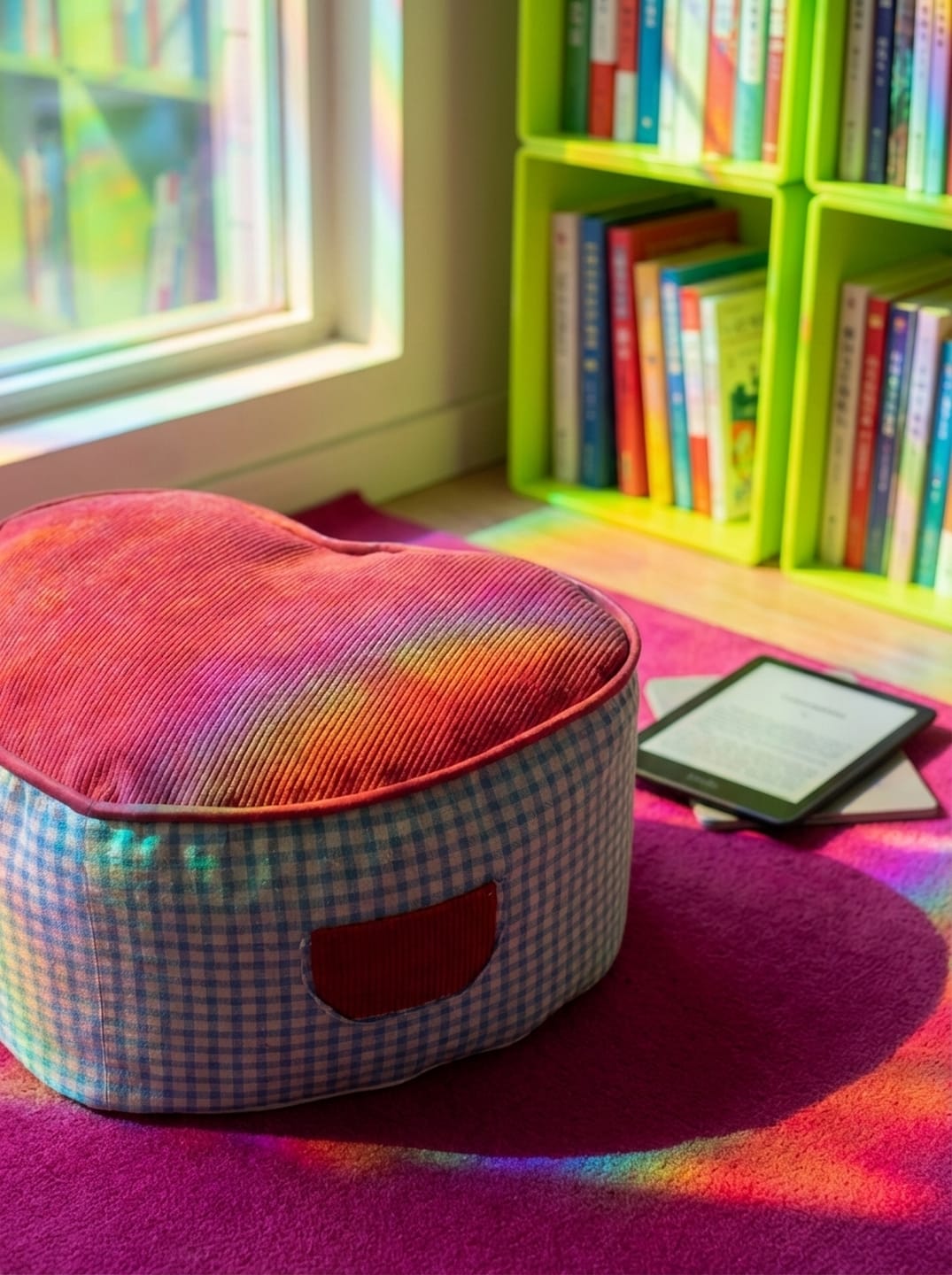 Heart-Shaped Fabric Footstool – Playful Accent Seating