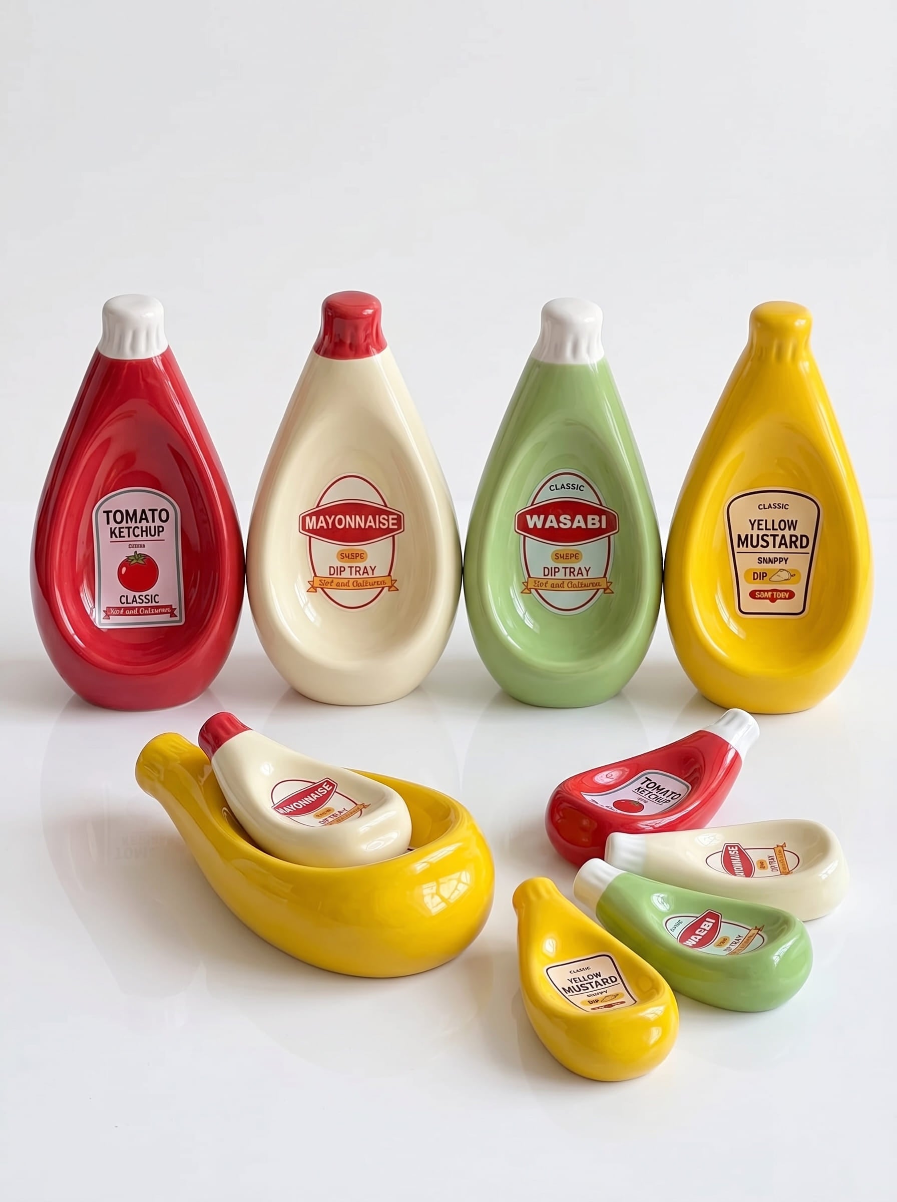 Bottle-Shaped Ceramic Dipping Bowls – Fun Condiment Serveware