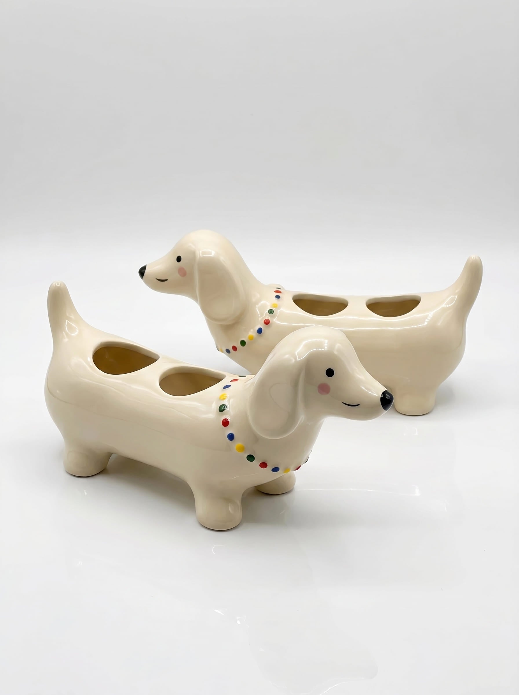 Dachshund Ceramic Toothbrush Holder – 2-4-Compartment Bathroom Organizer
