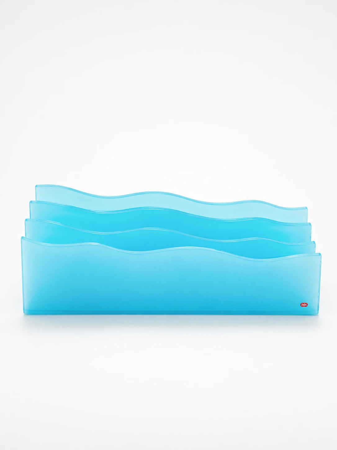 sea salt blue wavy acrylic desktop organizer with frosted ascending wave dividers