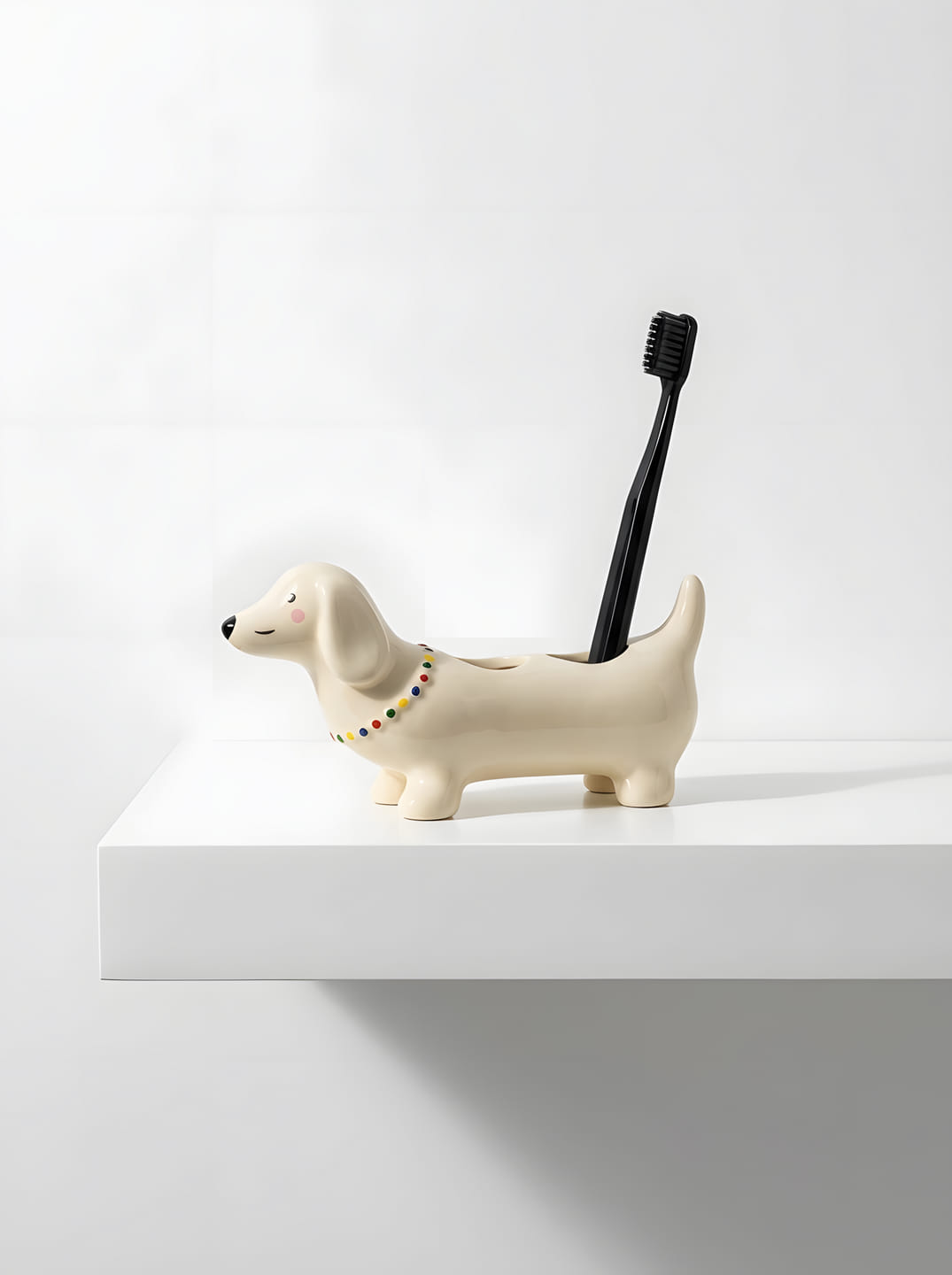 Dachshund Ceramic Toothbrush Holder – 2-4-Compartment Bathroom Organizer