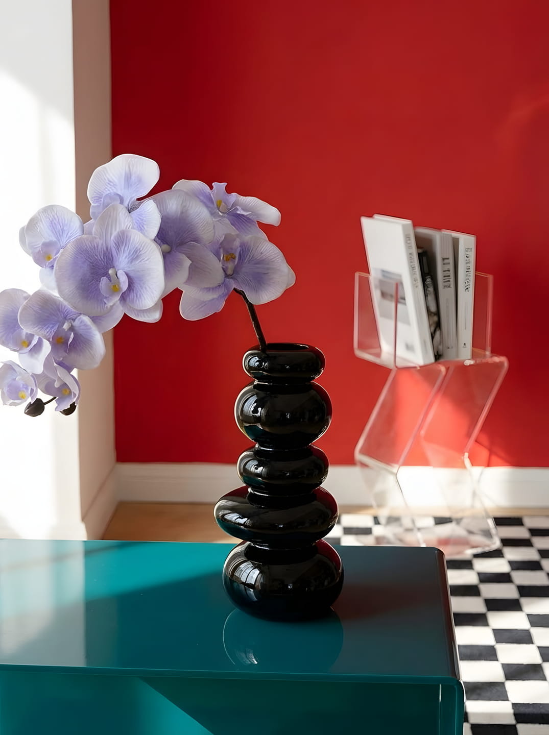 Rero Solid Color Glass Vase – Stacked Sculptural Silhouette